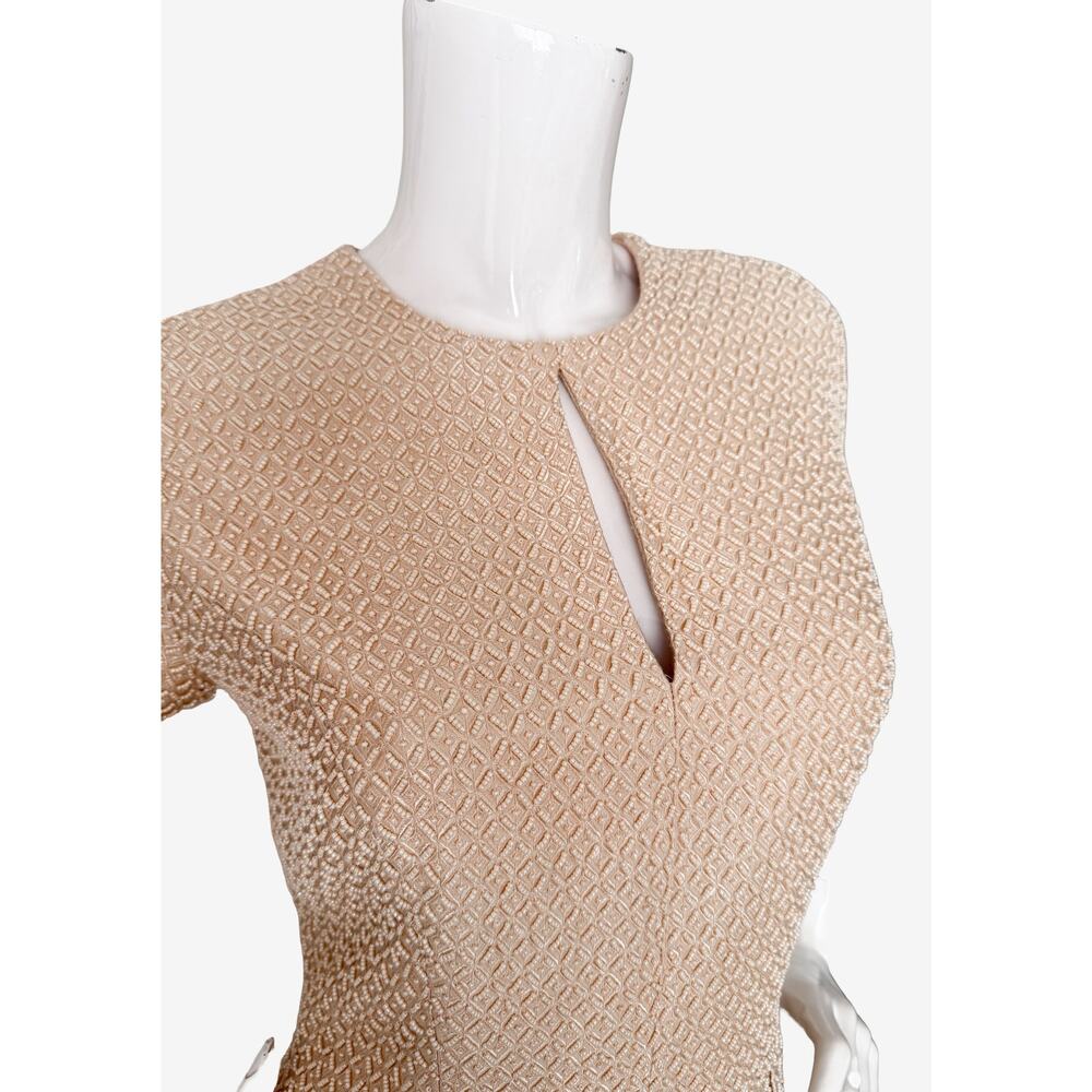 Carmen Marc Valvo Heavily Beaded Peplum Keyhole Vintage Y2K Top Size 8 - Picture 5 of 6